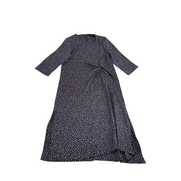 Hatch Maternity Lauren Twist Dress Crew Neckline Midi Dress Navy cheetah Size 1 - Picture 2 of 2
